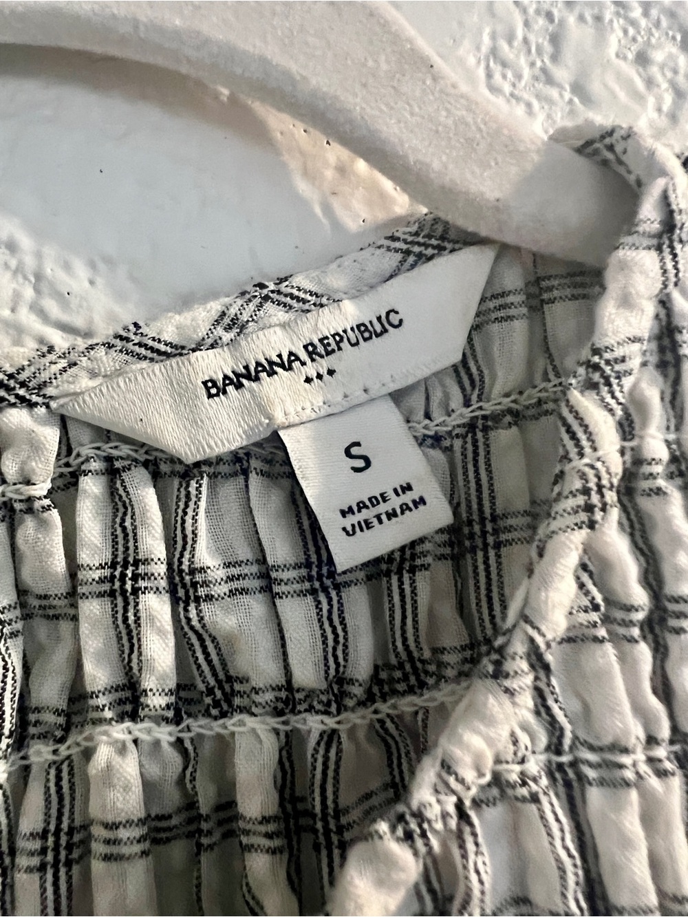 Banana Republic Black and White Checked Smocked Midi Dress - Picture 3 of 5